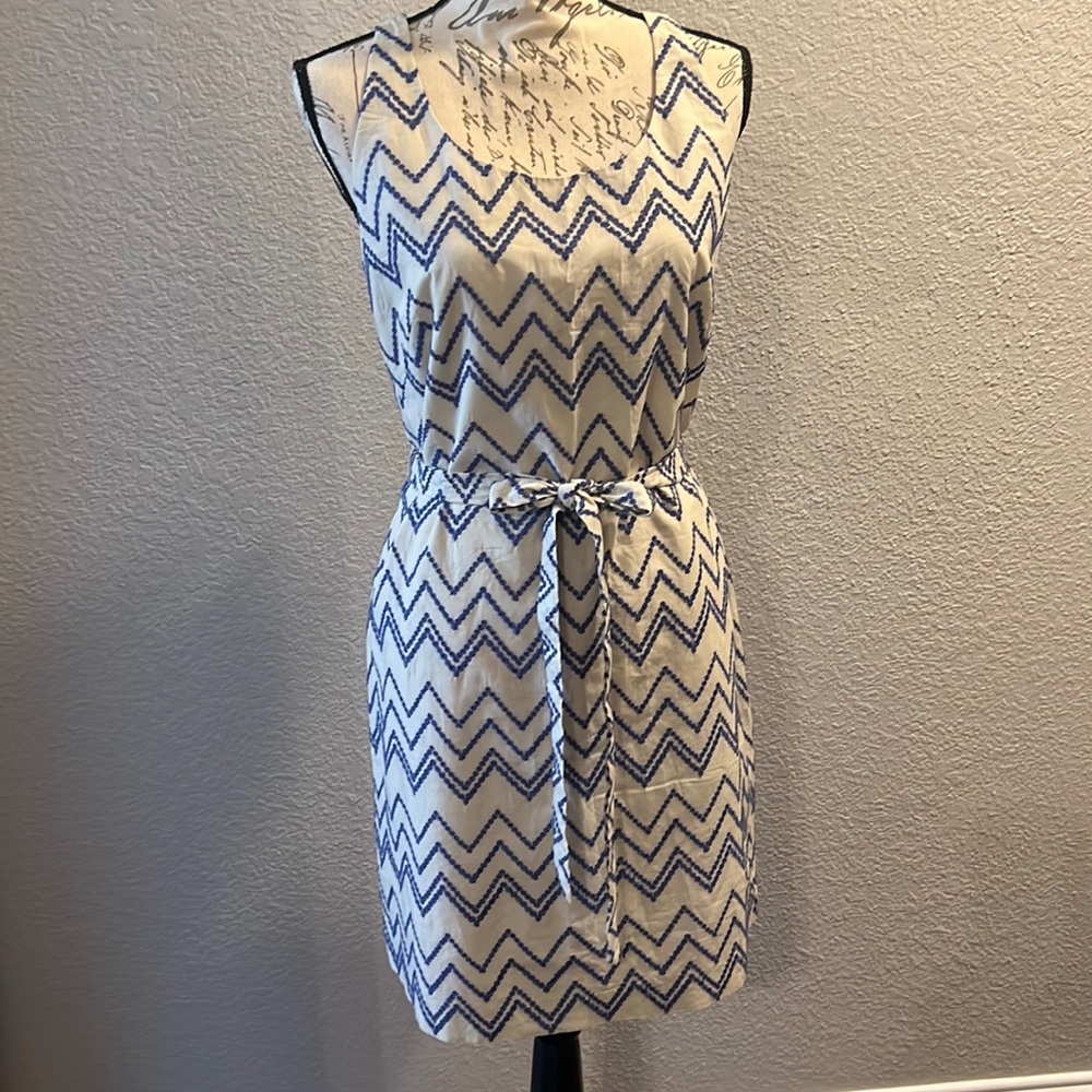 NWT Ann Taylor Loft Cream & Blue Eyelet Lace Cotton Dress Sz 8